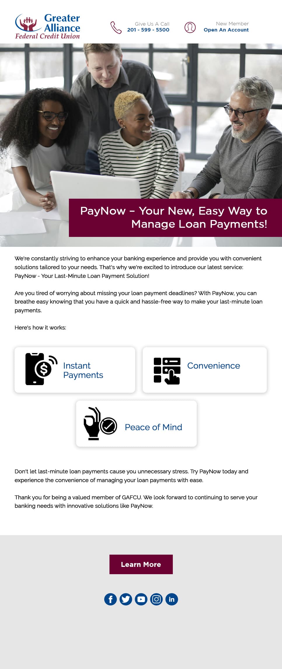 Digital email layout designed for a web campaign.