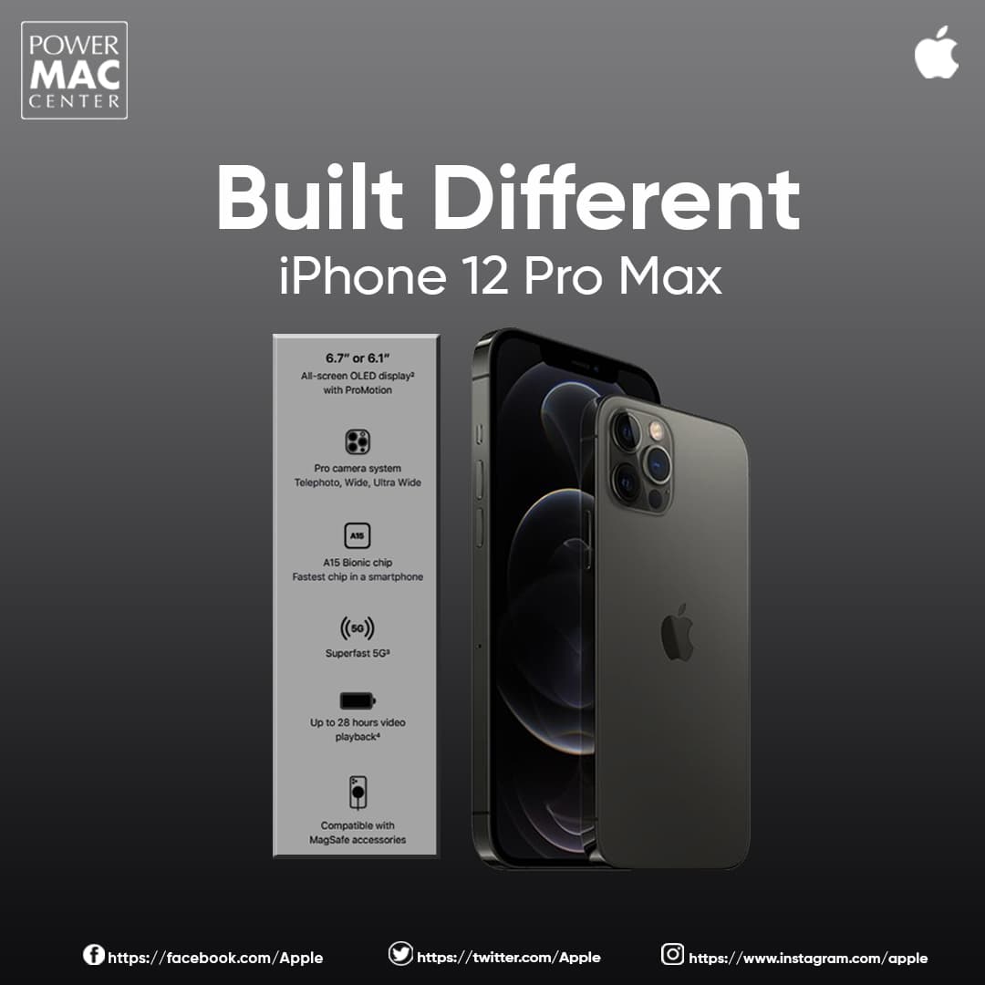 Business advertisement featuring an iPhone 12 Pro.