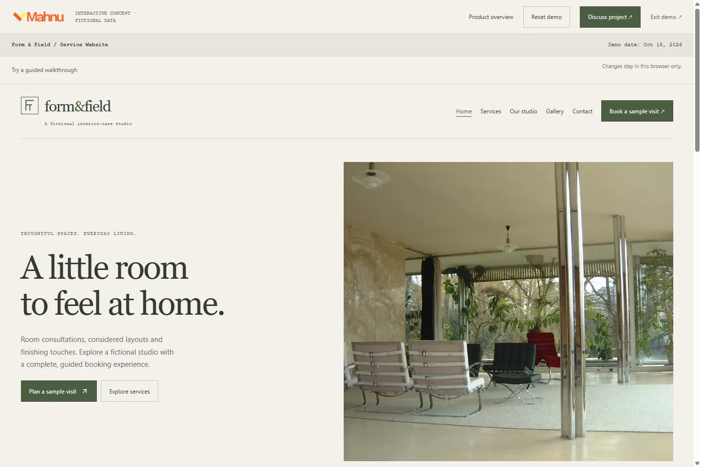 Form & Field / Service Website actual interactive demo interface